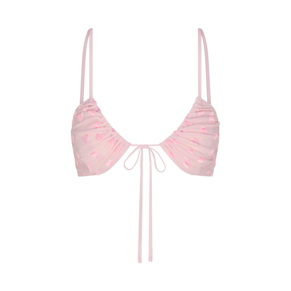 Skims NWT sheer velvet tie front bralette baby pink - small